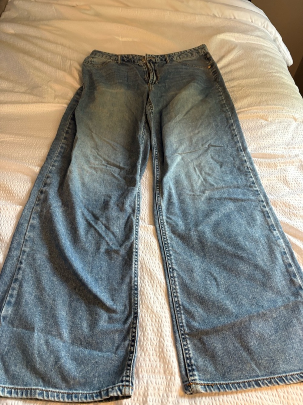 Oat New York Light Blue Wide-Leg Flare Jeans